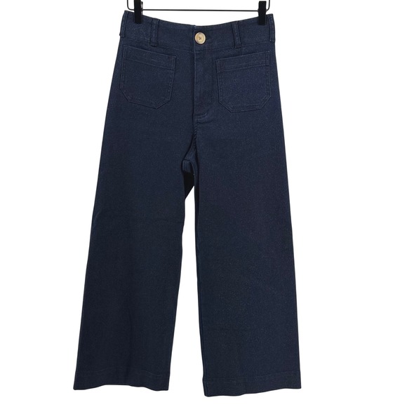 Maeve by Anthropologie Denim - Maeve Colette Sparkle Denim Pants Womens 26 Blue Cropped Wide Leg Anthropologie